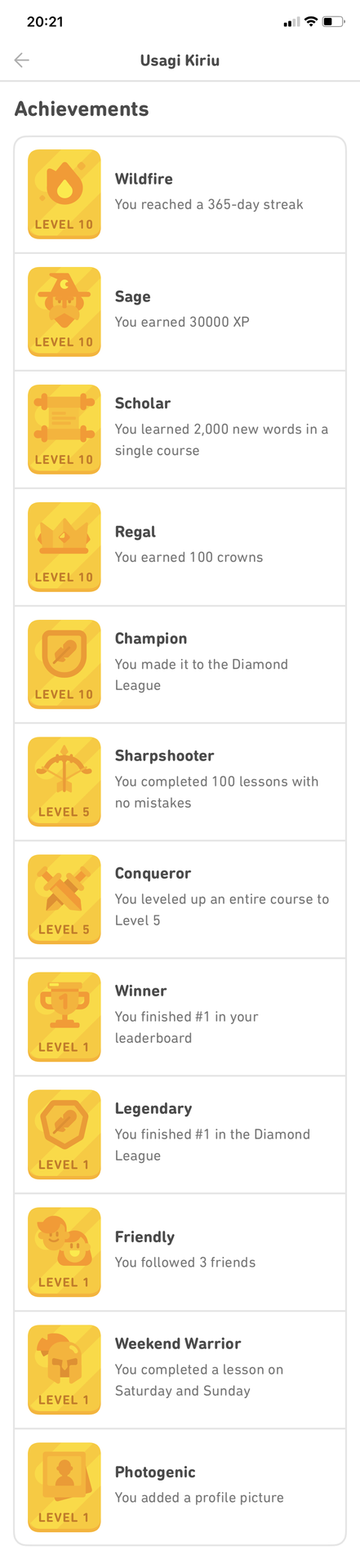 Duolingo Achievements